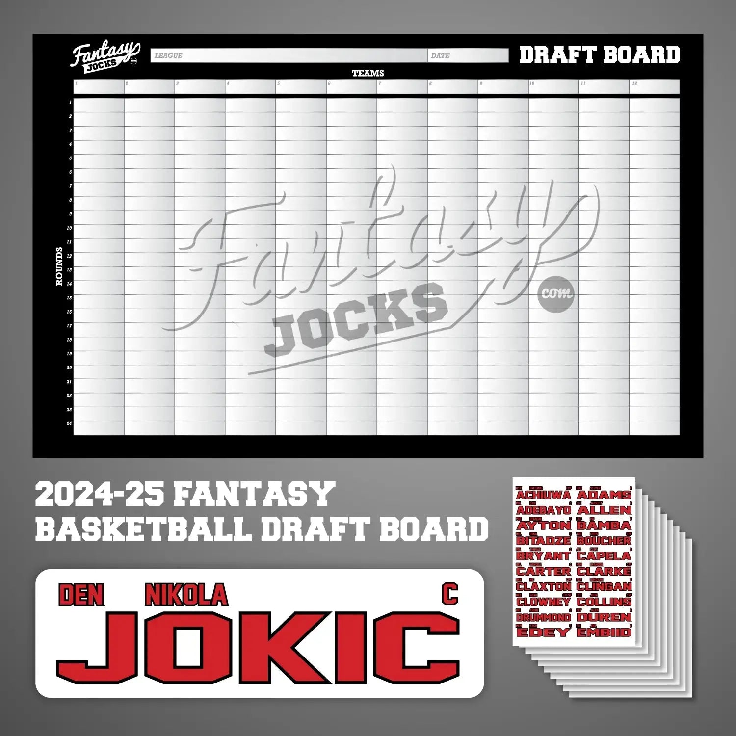 2024/2025 Fantasy Basketball Draft Board - Custodian Kit